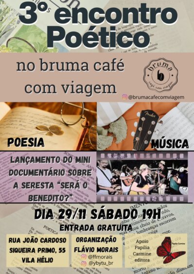 Ambiente acolhedor de café com microfone aberto e público sentado