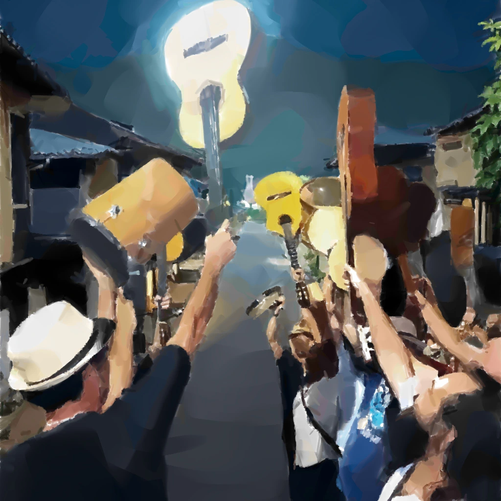 Coral cantando em seresta natalina na cidade